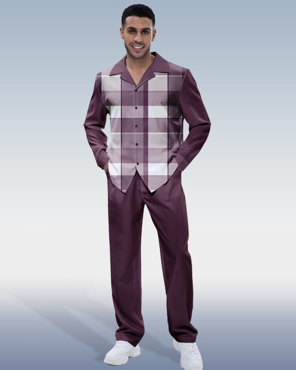 04cf4d1b9b2519f6c3664b1af5eb24ab084fd9f2e0d7f7ba4855502a8d576dc9.jpg Purple Plaid Long Sleeve Shirt Walking Set