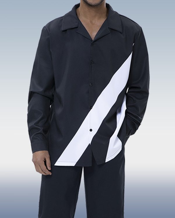 05a9df363f63ae53f9096a132ed94fd8764af5951f0e7b72d32c1f160ab55ba3.jpg Suitmens Black Walking Suit 2 Piece Long Sleeve Set