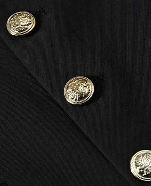 Business Plain Mock Neck Button Front Blazer & Pants Set