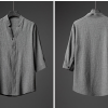 06591234094803a64656489b63ecb3d3ae35f13148b20707251b98113558bfc7.png Men's Grey Ice Silk Linen Two Piece
