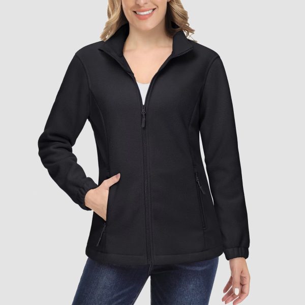09c0b9e89b67b6663d3731f2c99a2d358e246ccee3001baf71a1e08d5805d7c1.jpg Women's Fleece Jacket Soft Full Zip Warm Long Sleeve with 2 Zipper Pockets Winter Jackets