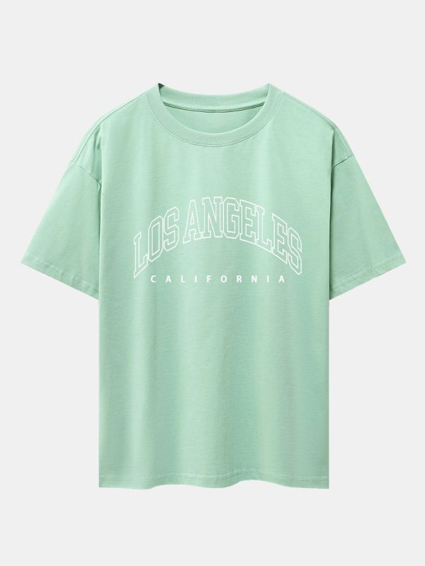 0d10b28560be2e2d6302db8aa74e4fd071ee48a1365685b7b2c784396d5fd589.jpg Los Angeles Letter Print Drop Shoulder Oversize T-Shirt