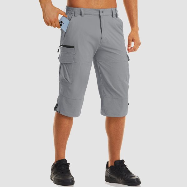 Men's Workout Gym Shorts with 7 Pockets Quick Dry 3/4 Capri for Hiking