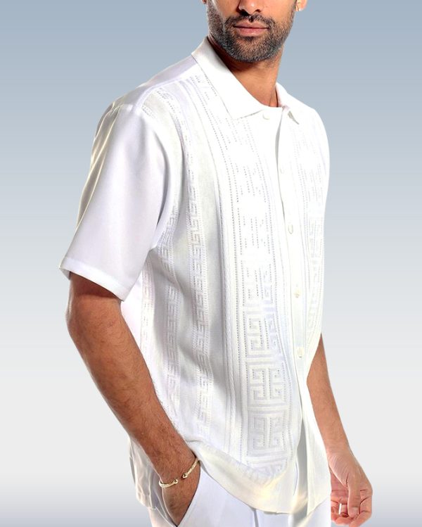 1313a344eb9097c149d5900c377bbe05eb906b9e408dd6db31ff933c07e47418.jpg White Knit Walking Suit Short Sleeve Set 001