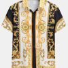 Baroque Print Button Up Shirt & Shorts