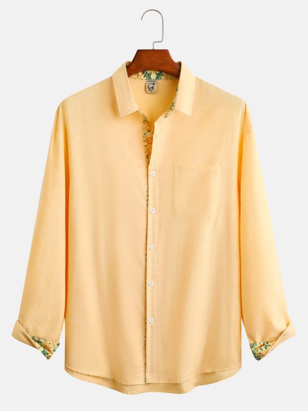 Hardaddy Cotton Floral Contrast Long Sleeve Shirt