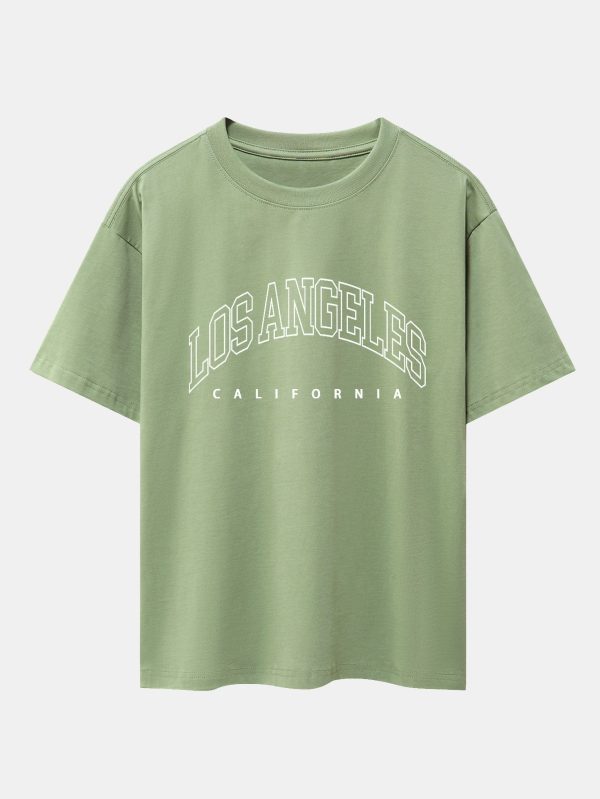 14c155c430cefc9399454636914f4b831079bde46bd10d609330324ba35d50b7.jpg Los Angeles Letter Print Drop Shoulder Oversize T-Shirt