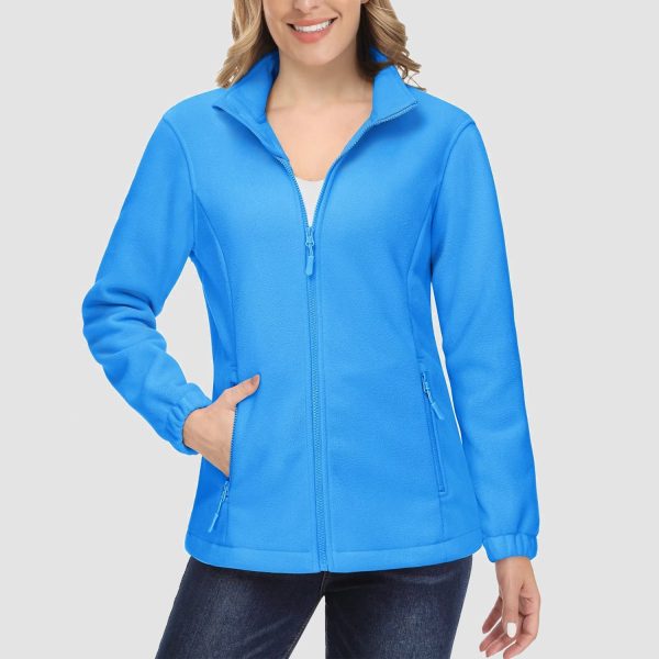 184c8402f246eb9f686b1c1b623be6e0b446fb5233dc7a7d5de7238c80d785aa.jpg Women's Fleece Jacket Soft Full Zip Warm Long Sleeve with 2 Zipper Pockets Winter Jackets