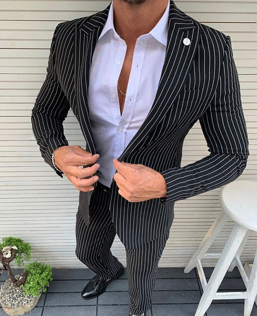 1a097800fc966d9a859e6f31ba967123ec3a6cd9a37518682c63ce21b16caca6.png Casual Vertical Stripe Lapel Collar Blazer & Pants 2Pcs Set