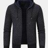 Diamond Pattern Zip Hooded Sweater