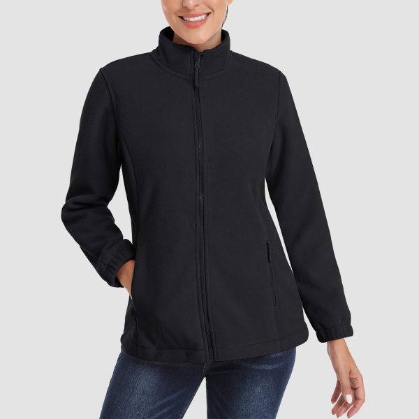 1c96ebe61a01800b09e11660e75ed1da2d06c4e77b8435b44ccd7bed68832336.jpg Women's Fleece Jacket Soft Full Zip Warm Long Sleeve with 2 Zipper Pockets Winter Jackets