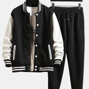 2031c8148931ee7fde646f6f283a3783ebb2c8a0e3298a3fdcf698eb65ecd973.jpg Contrast Baseball Jacket & Jogger Pants