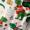 Men's Christmas Dinosaur Print Short Sleeve Hawaiian Shirt with Chest Pocket