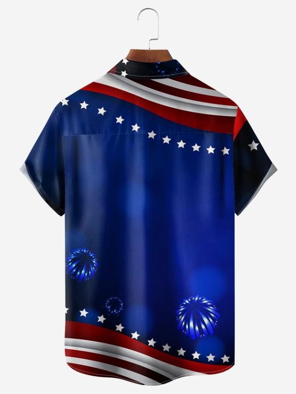 Halloween Thanksgiving Christmas Flamingo Chest Pocket Short Sleeve Shirt