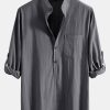 22fdf2d2467cf82f2bcc76049b1ae82ed4563e090dbb8583a8b2cc86cbae7fb4.jpg Long Sleeve Linen Look Henley Collar Shirt