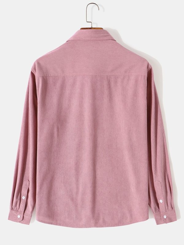 Long Sleeve Flap Pocket Corduroy Shirt