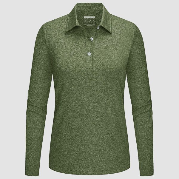 Women's Polo Shirts Long Sleeve UPF 50+ Sun Protection Golf Shirts Quick Dry Athletic Workout Collared Shirt