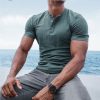 2a41f36274c39dd17b6365be7b37ed3ea13e09cd3976a0ae2a68a679f4047843.jpg Men's Spring/Summer Henley Stretch Slim T-Shirt