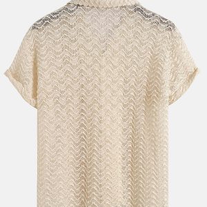 2aa07b38a983a67a1053470e50768820890a007601289041f6c6be29b65b01b2.jpg Wavy Jacquard Textured Cuban Shirt