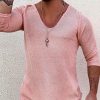 2be09135ab9030c08f000f1428af50ab077ce3ad0fc5a422a6d88b6e503ce59f.jpg Men's Deep V Neck Breathable Linen Cotton Mid Sleeve T-Shirt