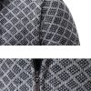 Diamond Pattern Zip Hooded Sweater