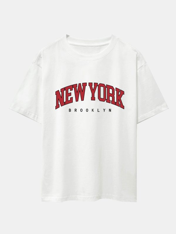 3257d3b1fd9cf518a612e49b5da567994f592b5ae76f177105632923ebc3bc51.jpg New York Print Drop Shoulder Oversize T-Shirt