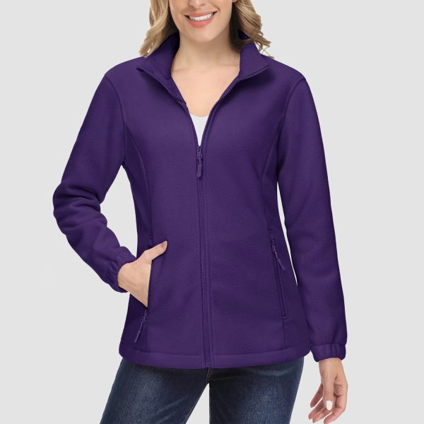 32707bd12c0dd8ff7ea4aee38e95499d45ec9f42ff765e3d982ca9b789901430.jpg Women's Fleece Jacket Soft Full Zip Warm Long Sleeve with 2 Zipper Pockets Winter Jackets