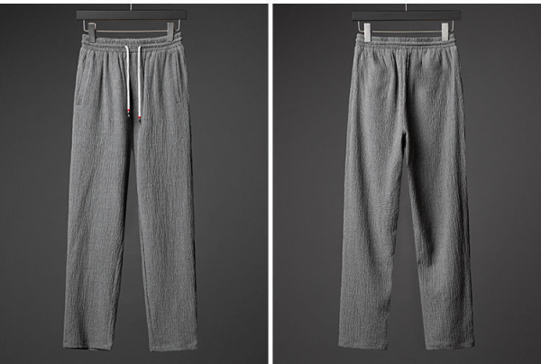 3381c0944932175346fc060586be206838710acfe3d97c7259fd404102ef3227.png Men's Grey Ice Silk Linen Two Piece