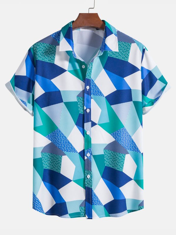 36acf28b708ae7ddd30ed01bff062315763563fe331b9f05f15e5d4096938434.jpg Color Block Geometric Print Shirt & Swim Shorts