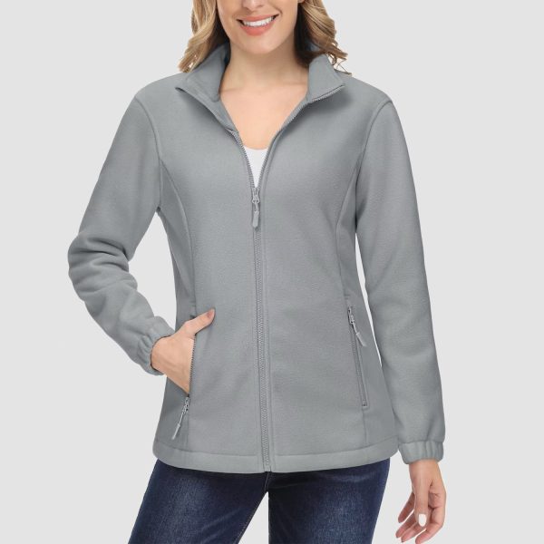 3921472b769bc0695403a3f95d6652851ce7a25647f29fd5a26ae7bdfb20d711.jpg Women's Fleece Jacket Soft Full Zip Warm Long Sleeve with 2 Zipper Pockets Winter Jackets