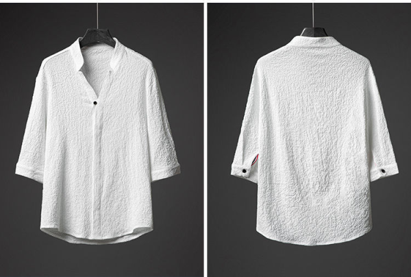 3980ad7e0faff6abb85ea4f8dd448ba0ff3b0411dbf053241aa52ac3c71fc982.png Men's White Ice Silk Linen Two Piece