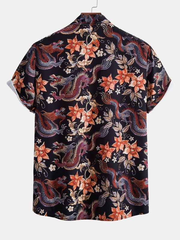 3c844514ac07ee679e437da1868d08cd4a001df2d3ef200c033de83ff5cebd42.jpg Dragon Floral Print Button Up Shirt & Dragon Print Swim Shorts