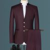 Business Plain Mock Neck Button Front Blazer & Pants Set