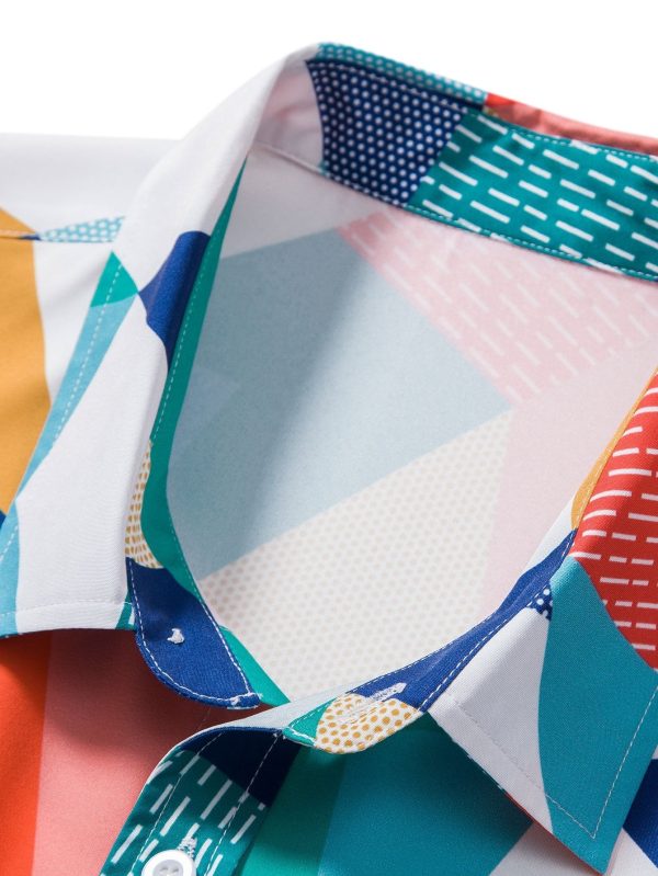 420501ae9baf902c90cfd76db000026df1b9c58213f52a7839ea057ce75b4cdd.jpg Color Block Geometric Print Shirt & Swim Shorts