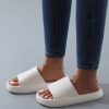 Fashion White Slippers For Women, Minimalist Single Band Slides