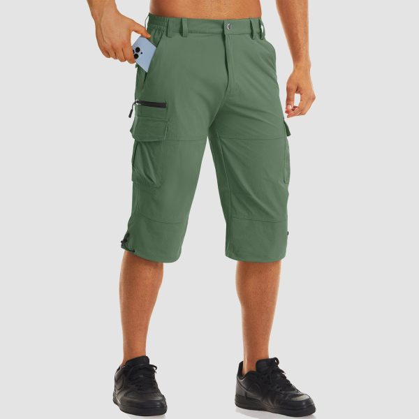 Men's Workout Gym Shorts with 7 Pockets Quick Dry 3/4 Capri for Hiking