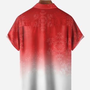496ff90a29b394446ca349c2b9987fde41e7cf01b3f891190a039542b46ac75b.jpg Christmas Santa Surfing Chest Pocket Short Sleeve Shirt