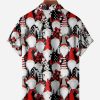 Christmas Gnome Chest Pocket Short Sleeve Casual Shirt