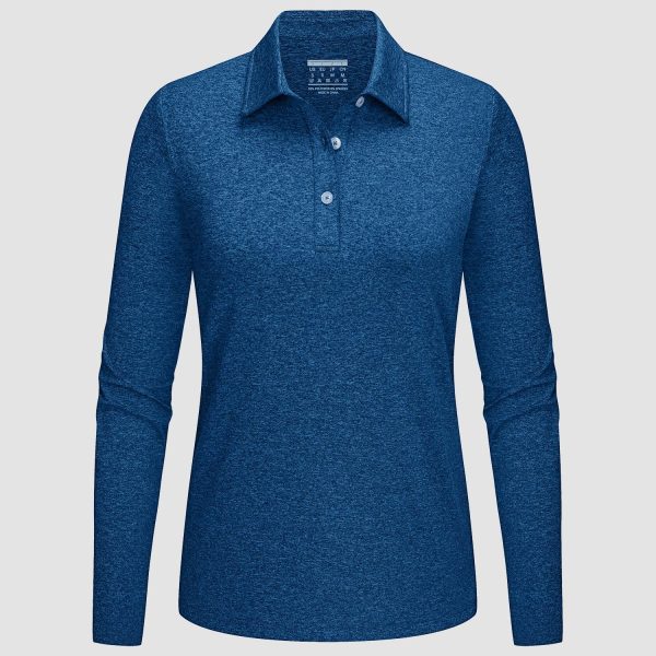 Women's Polo Shirts Long Sleeve UPF 50+ Sun Protection Golf Shirts Quick Dry Athletic Workout Collared Shirt