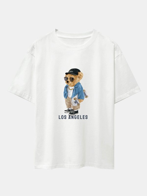 513d8981db02c4cde7048cb915d820dc2229355b792f4126a785da1d0142a335.jpg Los Angeles Skate Bear Print Heavy Weight Oversize T-Shirt