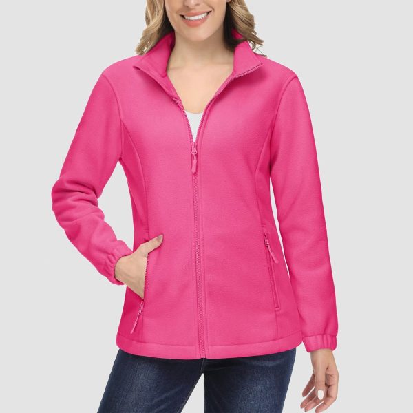 536db438cce2e7c4d4d8180150d59f7b00d25903136e2b92fb7638de9adab393.jpg Women's Fleece Jacket Soft Full Zip Warm Long Sleeve with 2 Zipper Pockets Winter Jackets