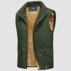 Men's Outerwear Vests Sleeveless Winter Stand Collar Padded Vest Warm Fleece Lined