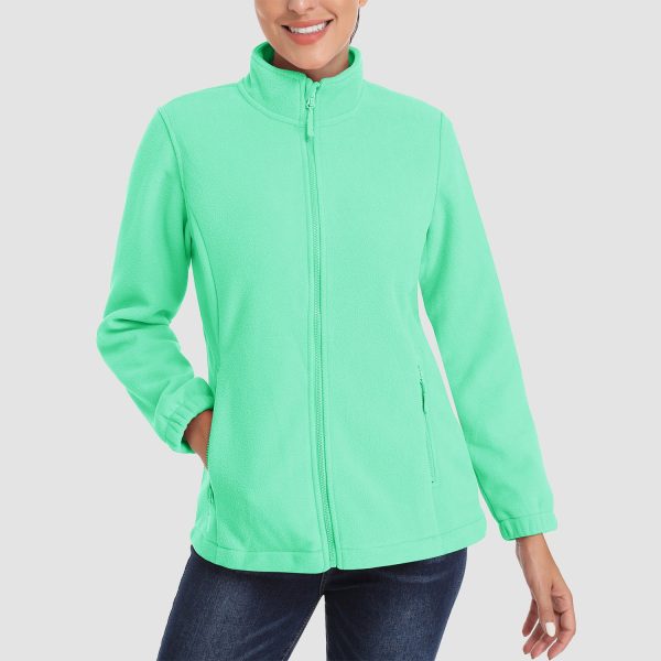 555c019940f74fb19eeedefdefaae61dfaef472471b330f4e6eb154fcec35636.jpg Women's Fleece Jacket Soft Full Zip Warm Long Sleeve with 2 Zipper Pockets Winter Jackets