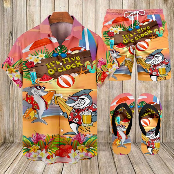 Suitmens Men's Men's Tiki Style Hawaiian Vacation Print Three-Piece Set 032