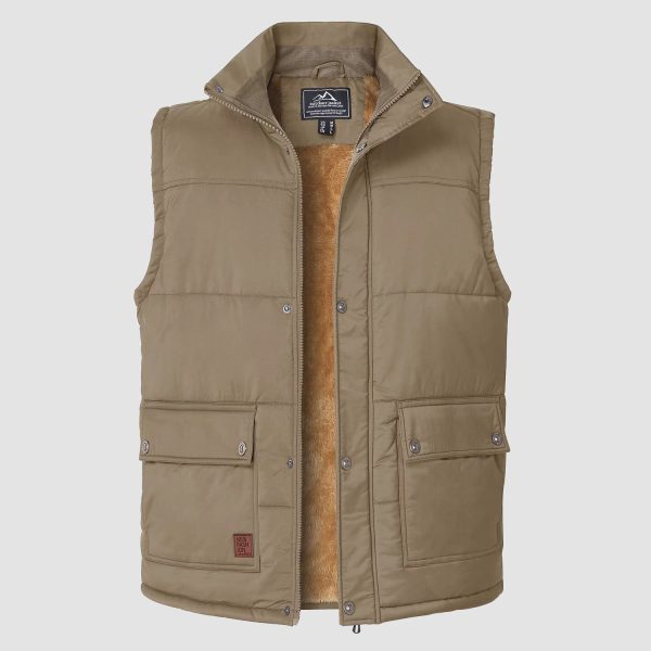 Men's Outerwear Vests Sleeveless Winter Stand Collar Padded Vest Warm Fleece Lined
