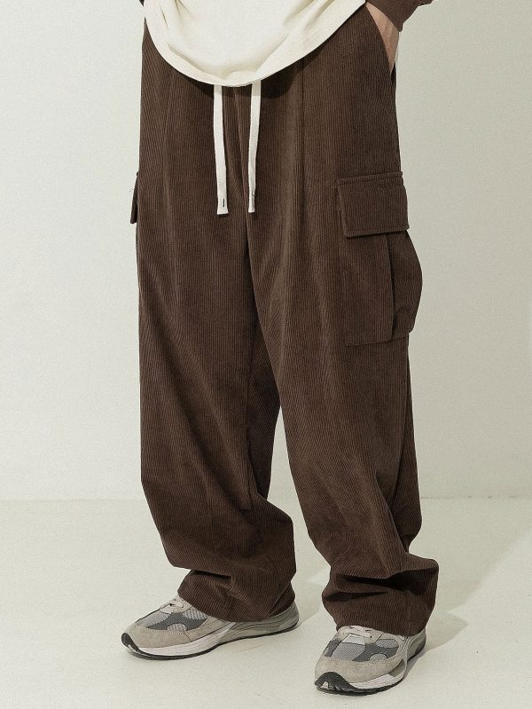 Los Angeles Print Heavy Weight Oversize T-Shirt & Loose Fit Corduroy Cargo Pants