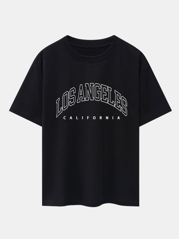 Los Angeles Print Heavy Weight Oversize T-Shirt & Loose Fit Corduroy Cargo Pants