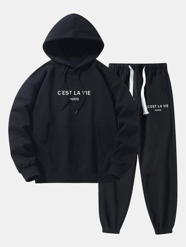 Paris Print Cotton Blend Hoodie & Jogger Pants