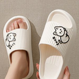 5b11e3f789d6e17c9e0a0e849ae9a67bcde47691f624f5f55ba4d81f3473edb0.jpg Women Cartoon Graphic Single Band Slides, Fashion Summer EVA Slides