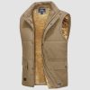 Men's Outerwear Vests Sleeveless Winter Stand Collar Padded Vest Warm Fleece Lined